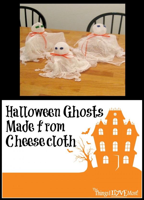 Halloween Ghosts Made from Cheesecloth