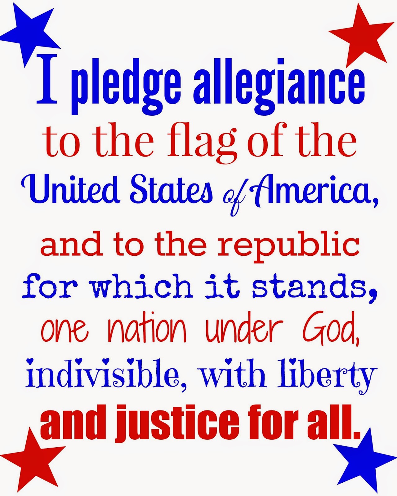 Free Printable Pledge Of Allegiance Words Printable