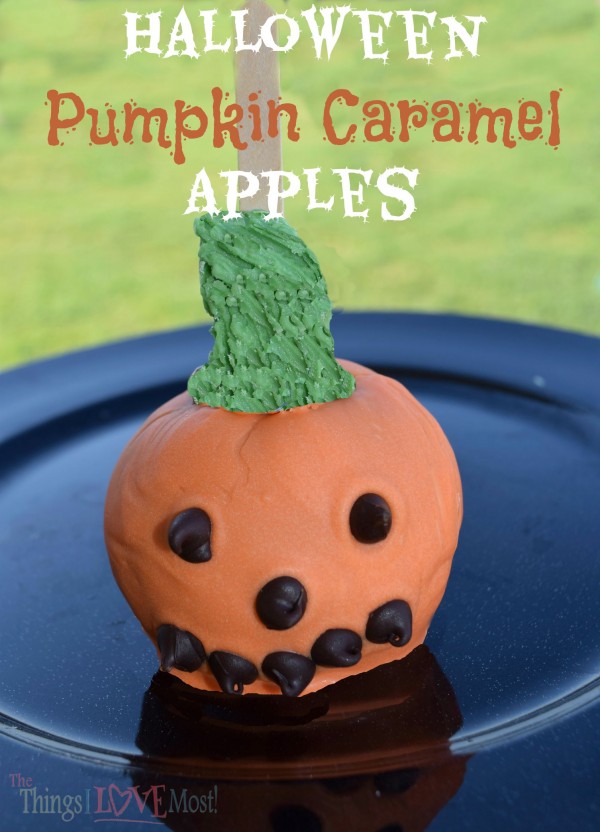 Halloween Pumpkin Caramel Apples | TheThingsILoveMost.com