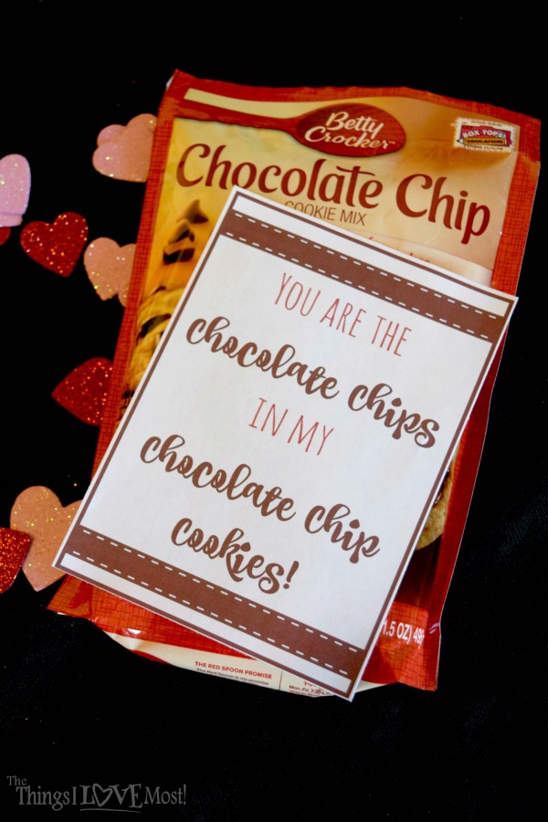 Chocolate Chip Cookie Valentine Printable - Easy Valentine's Day Gifts