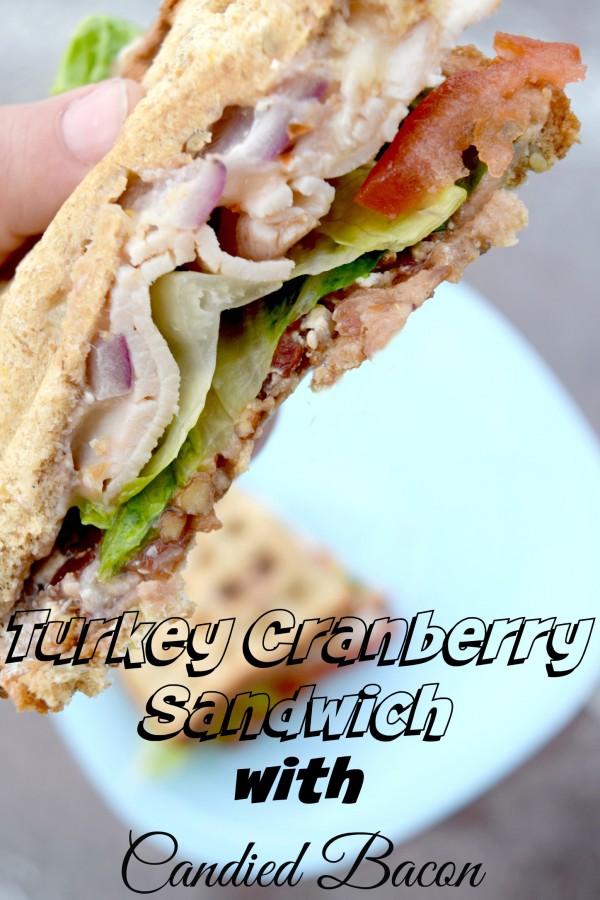 Turkey Cranberry Sandwich with Candied bacon