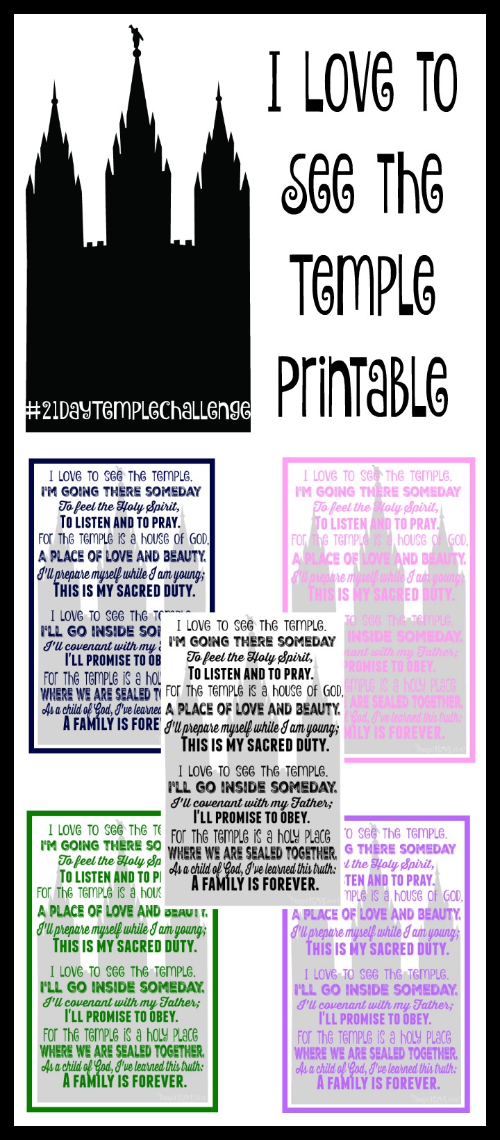 I Love to See the Temple Printable & #21DayTempleChallenge