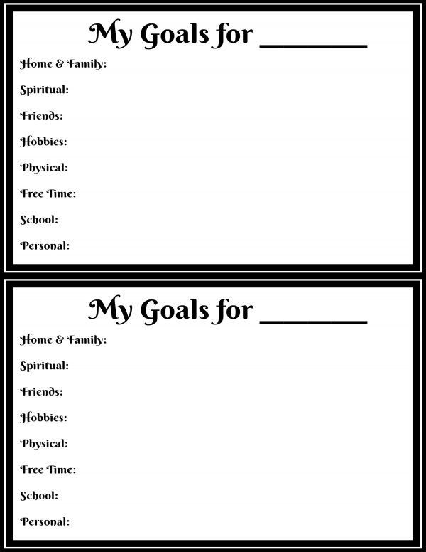 Goal Printable the Whole Family Can Use