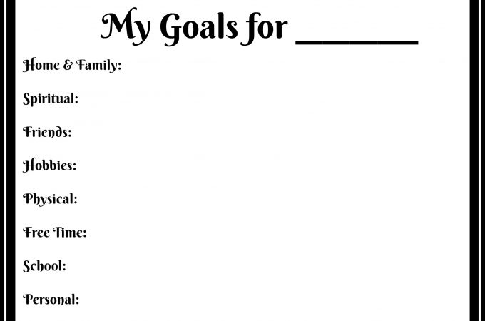 Goal Printable the Whole Family Can Use