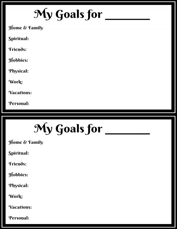 Goal Printable the Whole Family Can Use The Things I Love Most