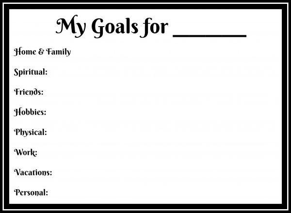 Goal Printable the Whole Family Can Use