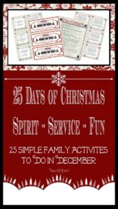 25 Days of Christmas Activities for each day in December