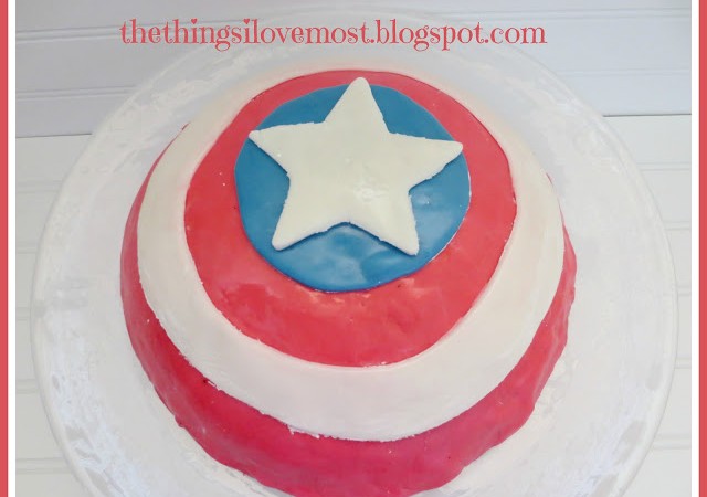 Captain America Birthday Cake with Marshmallow Fondant