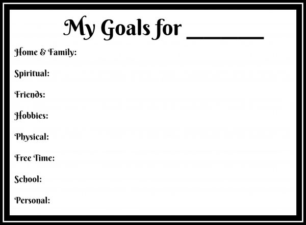 Goal Printable the Whole Family Can Use - The Things I Love Most